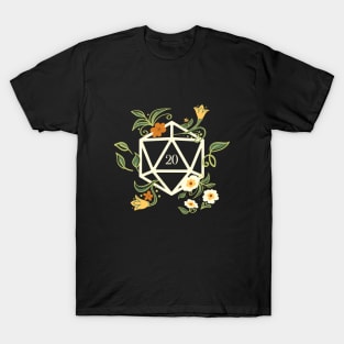 White Polyhedral D20 Dice Plants Flowers and Succulents T-Shirt